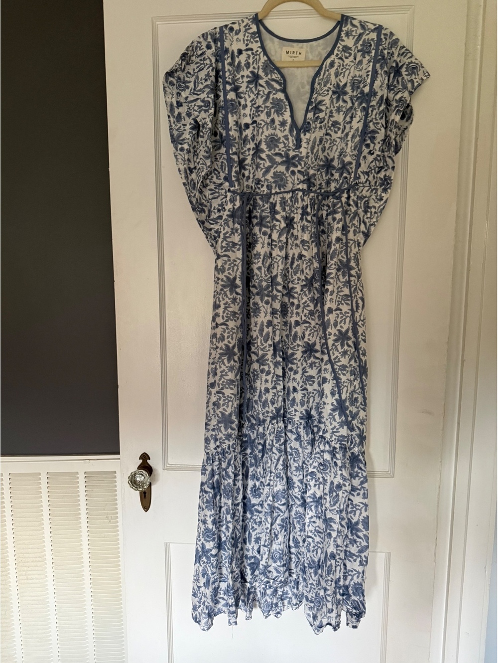 Mirth Blue and White Floral Maxi Dress, Size M